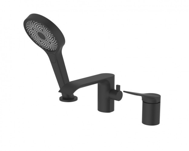 343532-C Смеситель на борт ванны водопад (ЧЕРНЫЙ) (3 отв.) ViEiR (8/1шт)