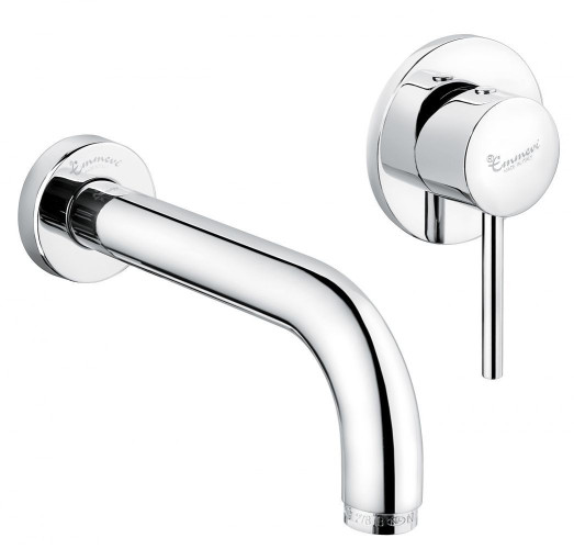 Emmevi Piper, встраиваемый в стену однорычажный смеситель для раковины, без донного клапана, цвет зачищенный никель