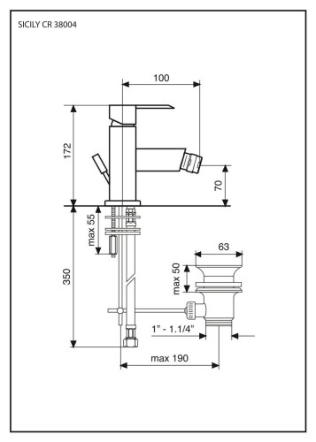 Emmevi Sicily, однорычажный смеситель для биде с донным клапаном, цвет хром