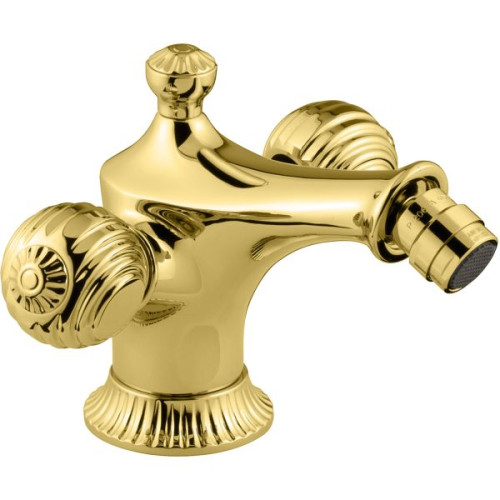 Emmevi The One Cloe, смеситель с донным клапаном для биде. Металлические ручки, цвет золото