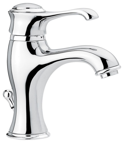 Emmevi Tiffany, однорычажный смеситель для раковины (излив 12 см), с донным клапаном, цвет хром