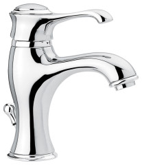 Emmevi Tiffany, однорычажный смеситель для раковины (излив 12 см), с донным клапаном, цвет хром