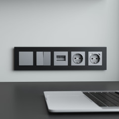 Рамка из металла на 5 постов AluMax черный алюминий W0053508