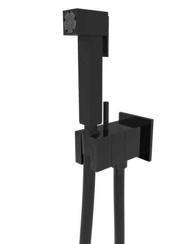 Graffio, комплект квадратного гигиенического душа с прогрессивным картриджем и ограничителем, цвет черный матовый