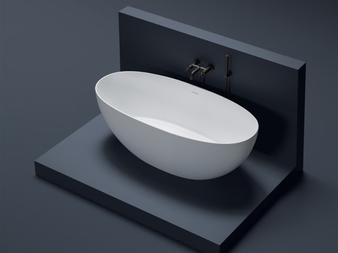 Ванна отдельностоящая из искусственного камня, белая глянцевая TREESSE VERA V065BL