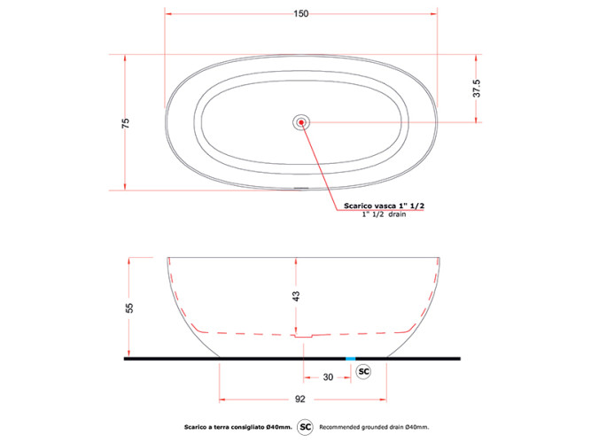 Ванна отдельностоящая из искусственного камня, белая глянцевая TREESSE VERA V065BL