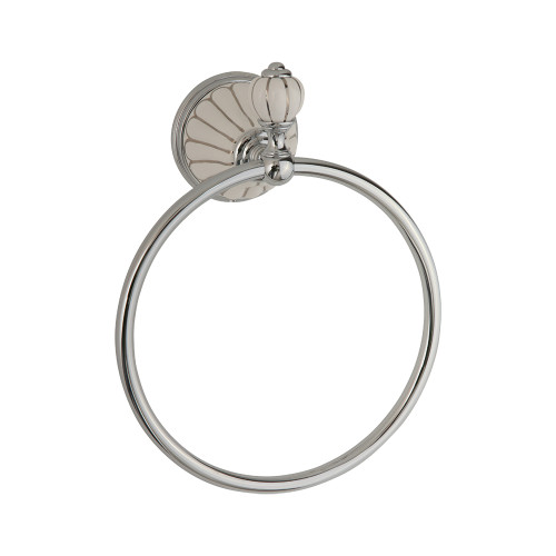 Кольцо, керамика белая с декором платина, хром Migliore Olivia