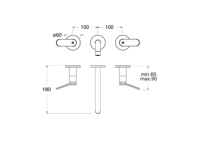 Наружные части настенного смесителя для раковины CRISTINA EAST SIDE ES94251