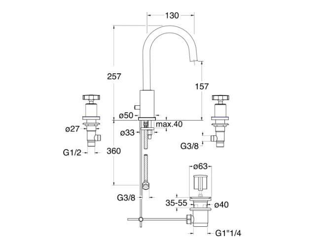 Смеситель для раковины CRISTINA CROSS ROAD CR20552