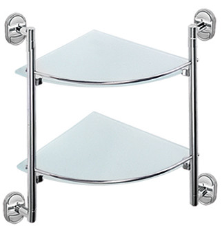 31007-2 Стеклянная полка угловая (2-этажа)  HANSEH (5/1шт)