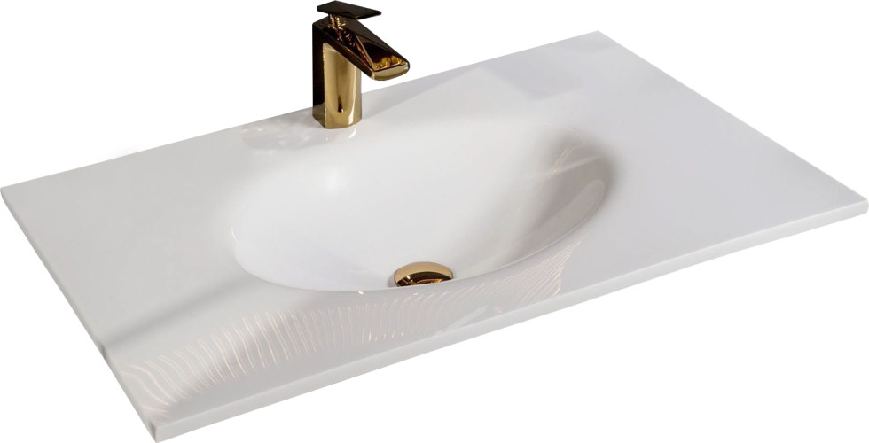 Столешница Solid Glass белая моноблок 81*52см