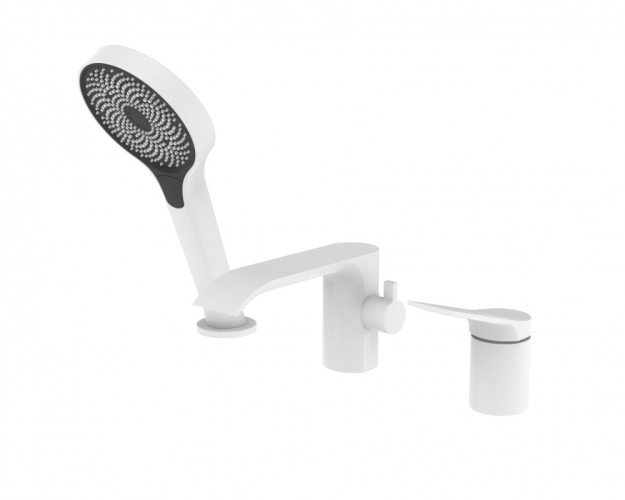 343532-F Смеситель на борт ванны водопад (БЕЛЫЙ) (3 отв.) ViEiR (8/1шт)