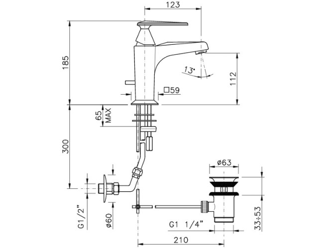 Смеситель для раковины NICOLAZZI VINCENT 3002CR35