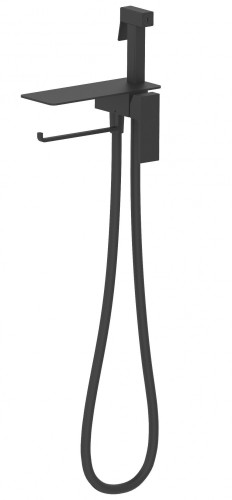 393052-C Смес. встра. с ГИГ. душем, полкой и держ. полотенца (ЧЕРНЫЙ) ViEiR (10/1шт)