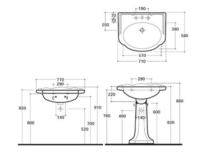 Раковина подвесная GLOBO Paestum PA006BI
