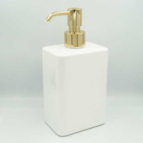 Stil Haus Gea, наcтольный керамический дозатор с загнутым носиком, цвет золото - белая керамика