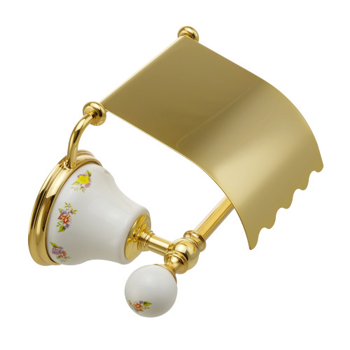 Бумагодержатель закрытый (с крышкой), керамика с декором/золото Migliore Provance