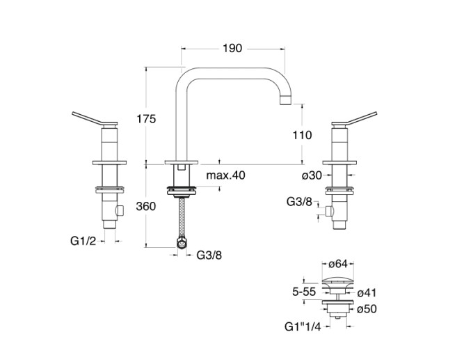 Смеситель для раковины CRISTINA EAST SIDE ES20477