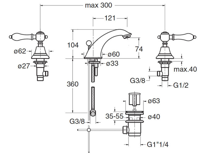 Смеситель для раковины CRISTINA CANOVA ELITE CL20192