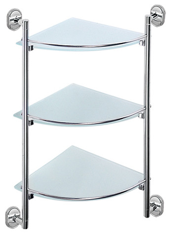 31007-3 Стеклянная полка угловая (3-этажа)  HANSEH (5/1шт)