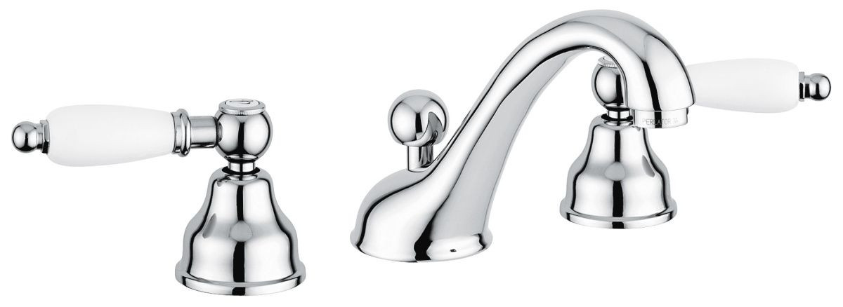 Emmevi Deco Ceramic, смеситель с донным клапаном для раковины на 3 отверстия, цвет хром