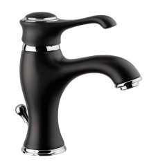 Emmevi Tiffany, однорычажный смеситель для раковины (излив 12 см), с донным клапаном, цвет черный-золото