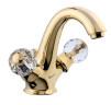 Смеситель Deco Cristall с донным клапаном для раковины, цвет золото