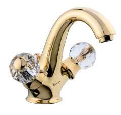 Смеситель Deco Cristall с донным клапаном для раковины, цвет золото