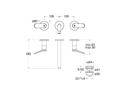 Наружные части настенного смесителя для раковины CRISTINA EAST SIDE ES24275
