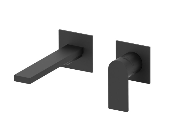 AQG Alpha, встраиваемый в стену однорычажный смеситель для раковины, цвет черный матовый