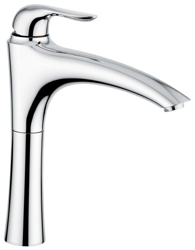 Emmevi Neco, высокий однорычажный смеситель для раковины (излив 19,7 см), с донным клапаном click-clack, цвет хром