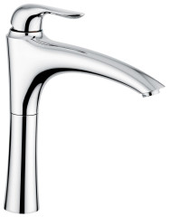 Emmevi Neco, высокий однорычажный смеситель для раковины (излив 19,7 см), с донным клапаном click-clack, цвет хром