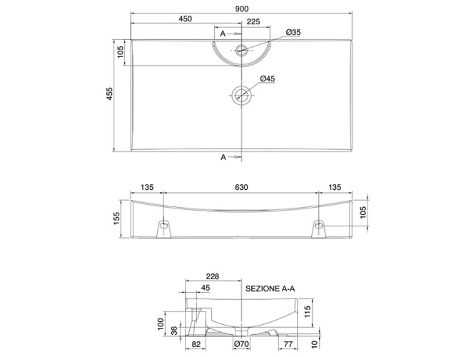 Раковина накладная/ подвесная Scarabeo TSUNAMI 8038/R