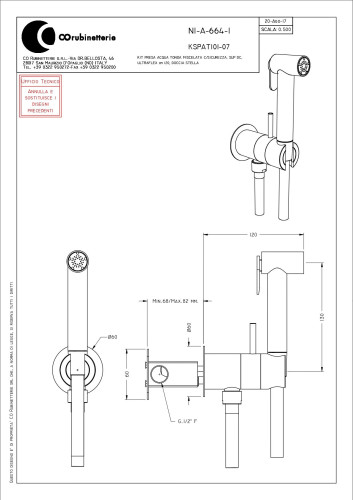 Graffio, комплект круглого гигиенического душа с прогрессивным картриджем и ограничителем, цвет черный матовый