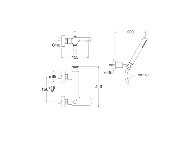 Смеситель для ванны CRISTINA ROUND RN10151