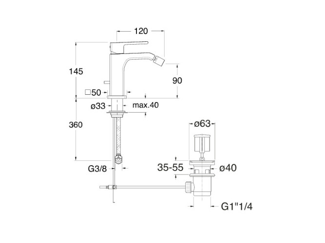 Смеситель для биде CRISTINA QUADRI S QS32113