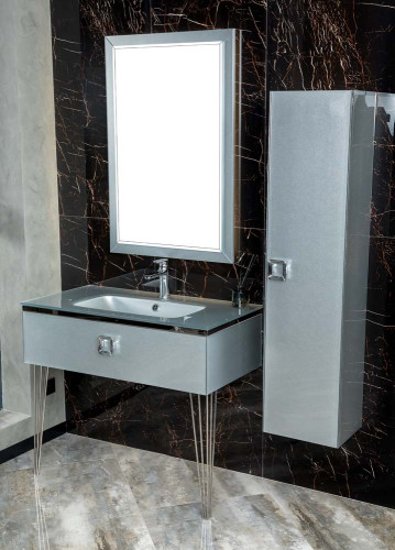 Столешница стекло 100см моноблок Серебро Lucido