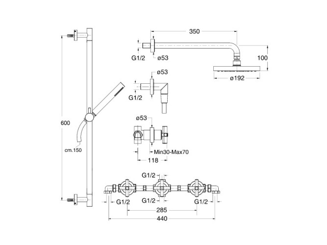 Комплект скрытого смесителя для душа CRISTINA EXCLUSIVE EV16180
