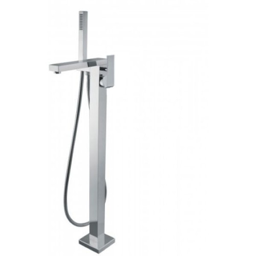 Fiore Kube, однорычажный напольный смеситель для ванны с ручным душем, цвет хром