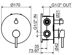 Комплект встраиваемого смесителя для душа KIT1901OB