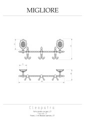 Планка с 3-мя двойными крючками, L36 см, бронза Migliore CLEOPATRA