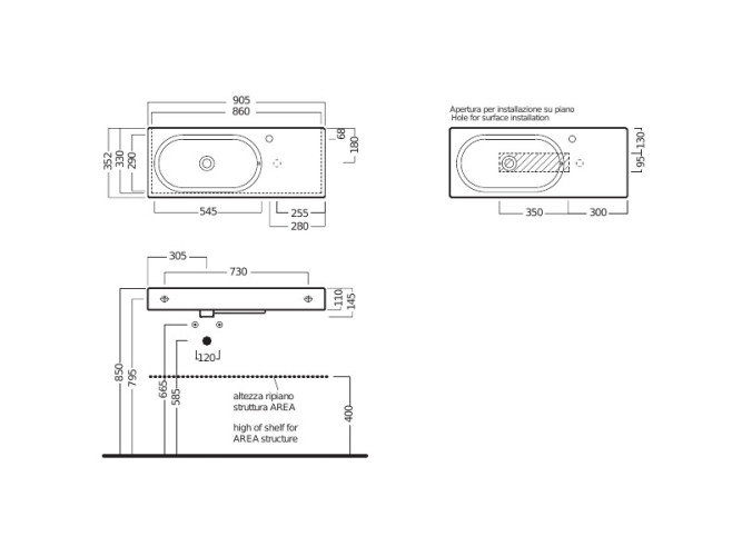Раковина подвесная\встраиваемая HATRIA AREA Y0UE01