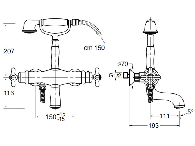 Смеситель для ванны термостатический CRISTINA IMPERO IM18251