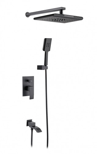 44065-C Встроенный смес для душа с 3-функ. (чер.+хром) "GANZER"  (6/1шт)