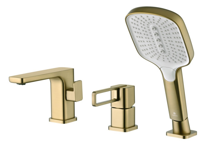 12133-S Смеситель на борт ванны (3-отв,Мат. Золото)  GANZER (10/1шт)