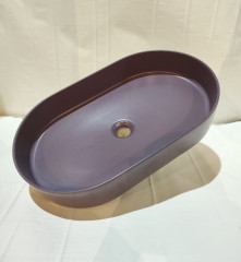 White Ceramic Blade, накладная овальная раковина 60x36x12h см, цвет сливовый матовый