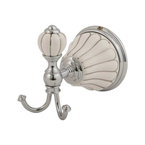 Крючок, керамика белая с декором платина, хром Migliore Olivia