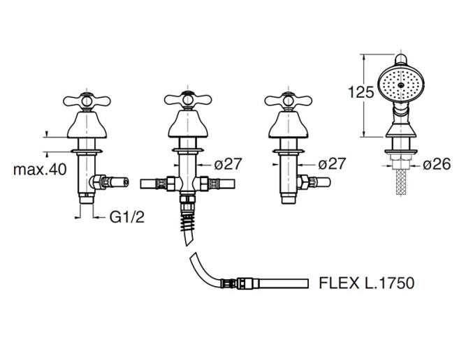 Смеситель на борт ванны CRISTINA IMPERO IM12277