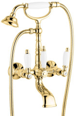 Emmevi Deco Ceramic, смеситель с ручным душем для ванной, цвет золото