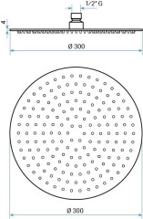 Emmevi, душевая круглая антикальковая головка из нержавеющей стали 300 мм, подключение 1/2&quot;